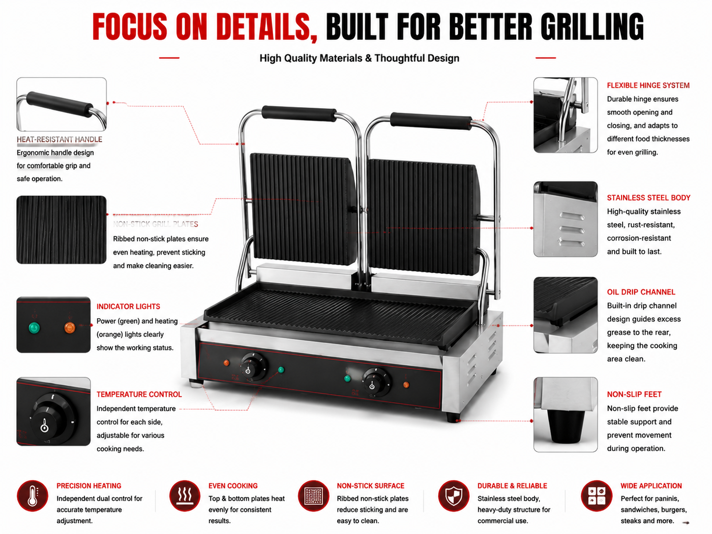 Commercial Double Electric Contact Grill GH-813