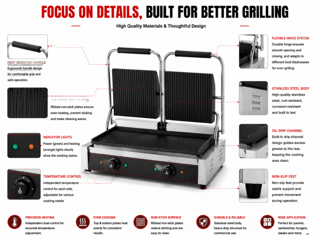 Commercial Double Electric Contact Grill GH-813