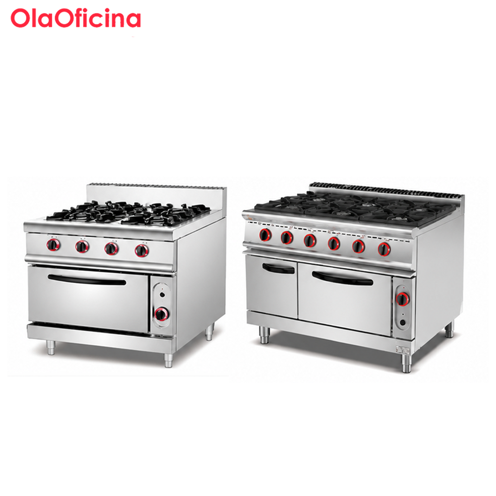 Commercial Gas Range With 4/6 Burners & Gas Oven for Kitchens