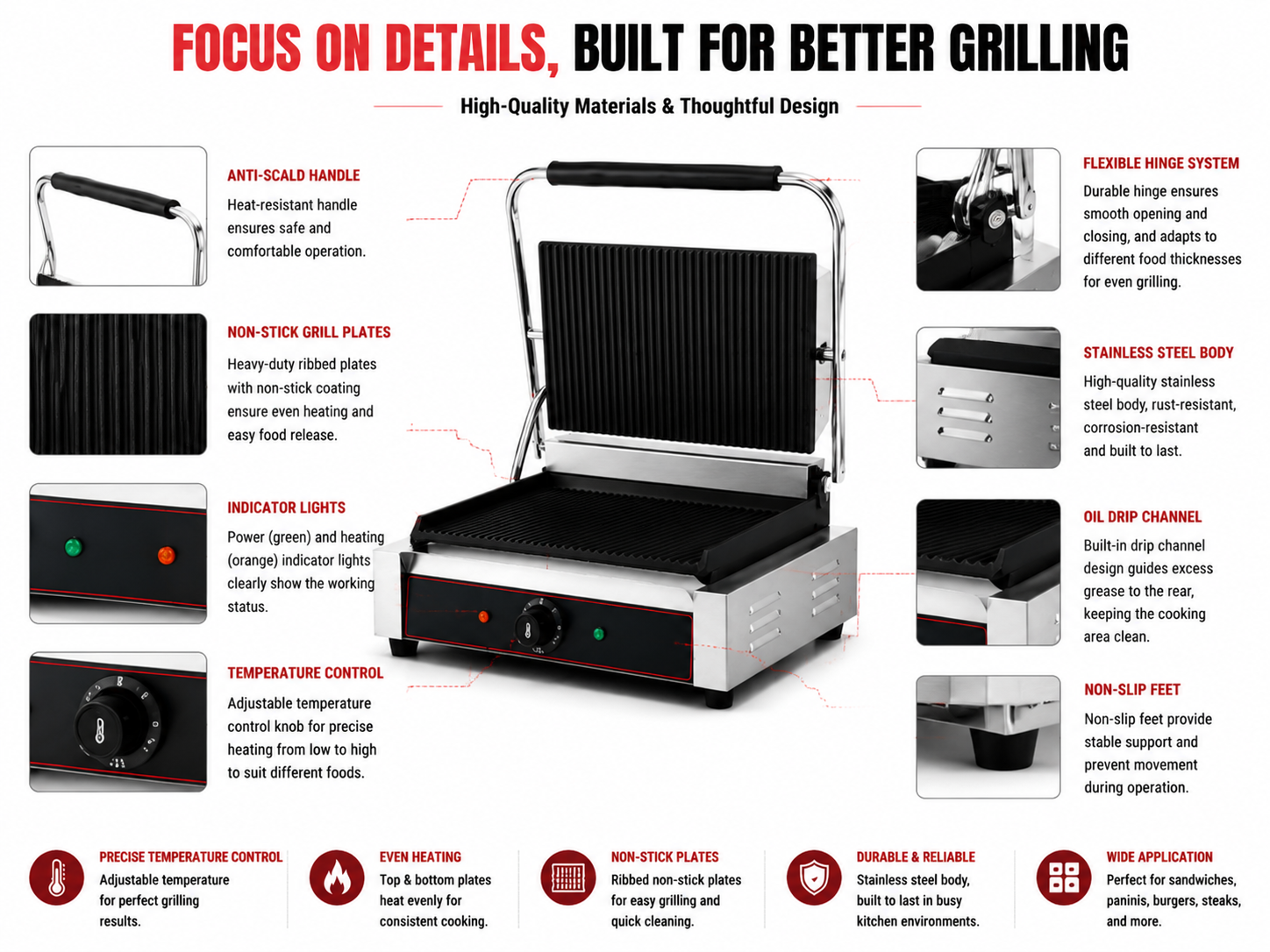 Commercial Electric Contact Grill GH-811E