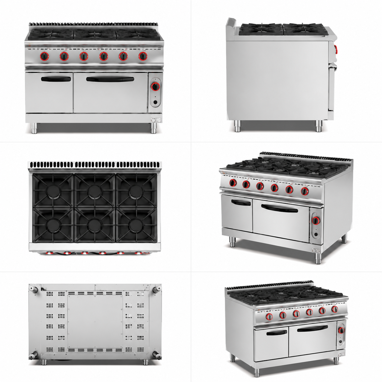 Commercial Gas Range With 4/6 Burners & Gas Oven for Kitchens
