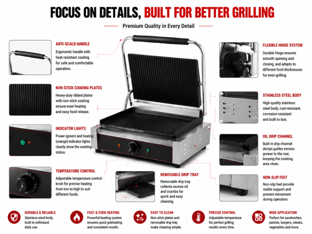 Commercial Electric Contact Grill GH-811