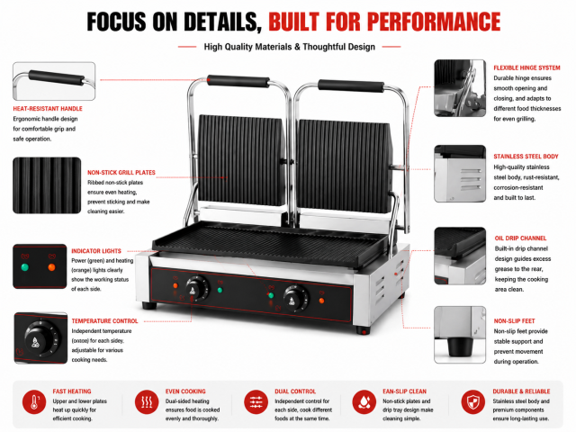 Commercial Double Electric Contact Grill GH-813E