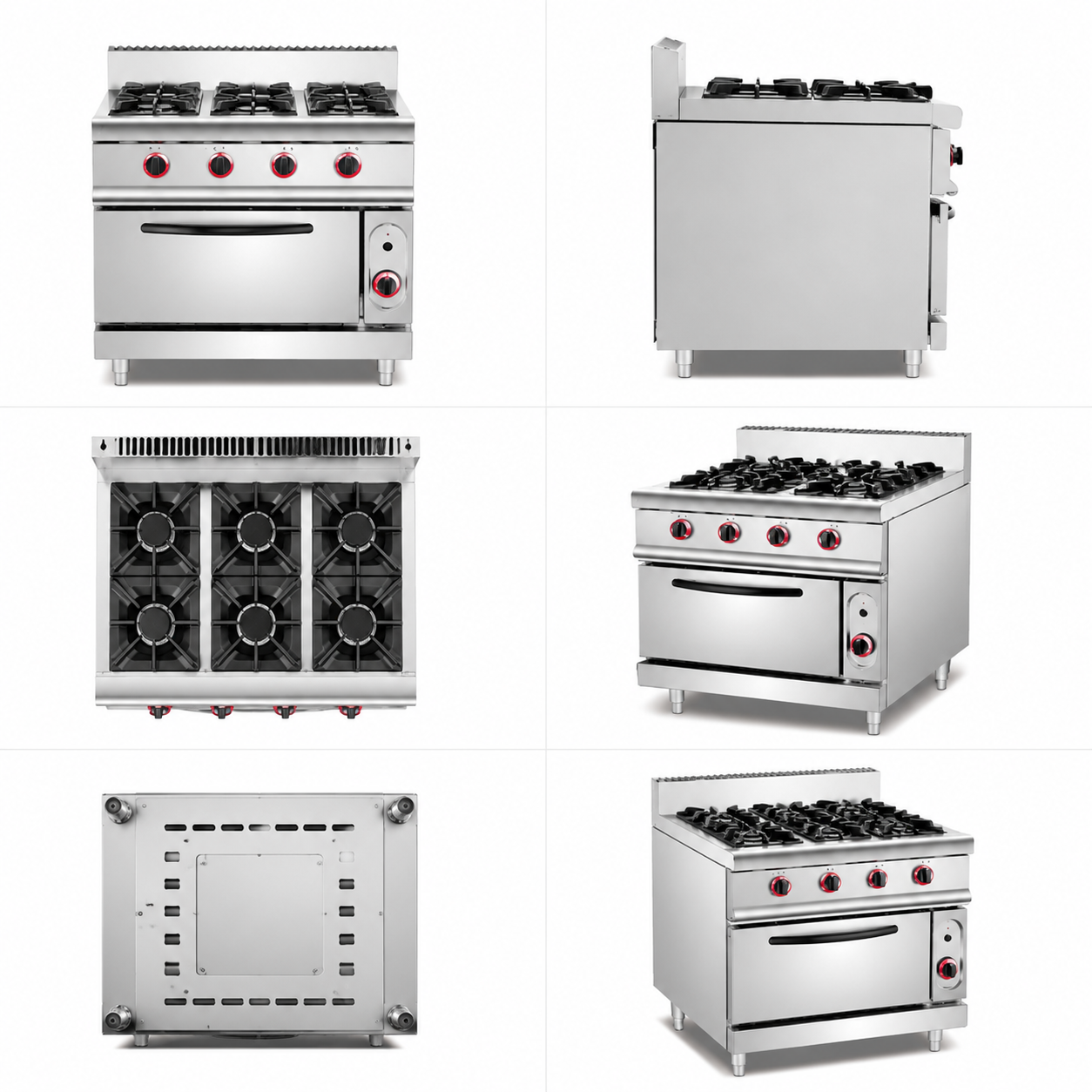 Commercial Gas Range With 4/6 Burners & Gas Oven for Kitchens