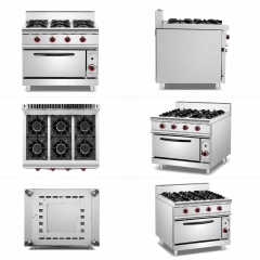Commercial Gas Range With 4/6 Burners & Gas Oven for Kitchens