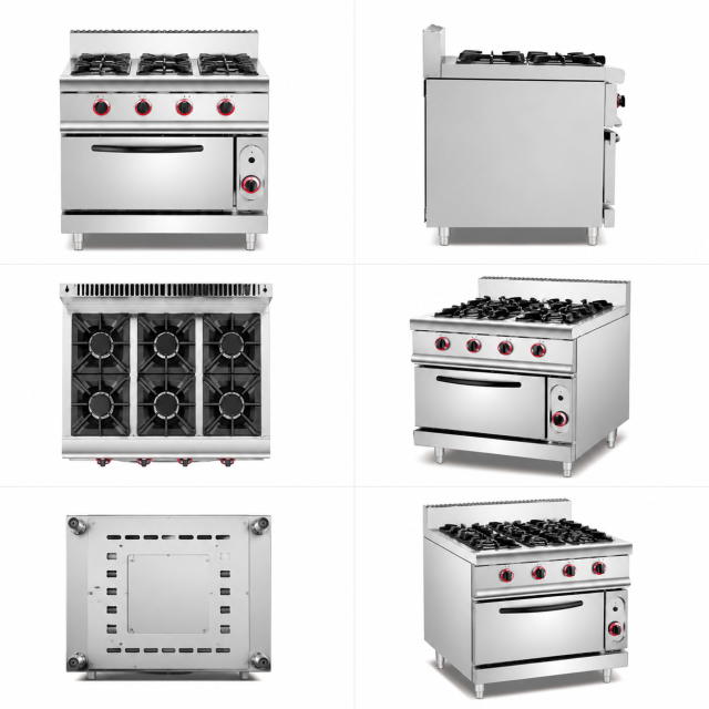 Commercial Gas Range With 4/6 Burners & Gas Oven for Kitchens