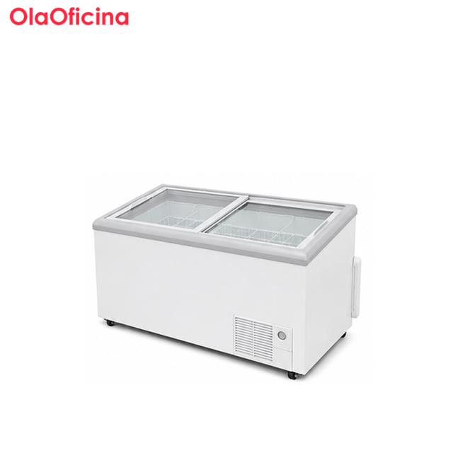 Commercial Flat Glass Door Chest Freezer Series | Direct Cooling Display Freezer (220L–650L)