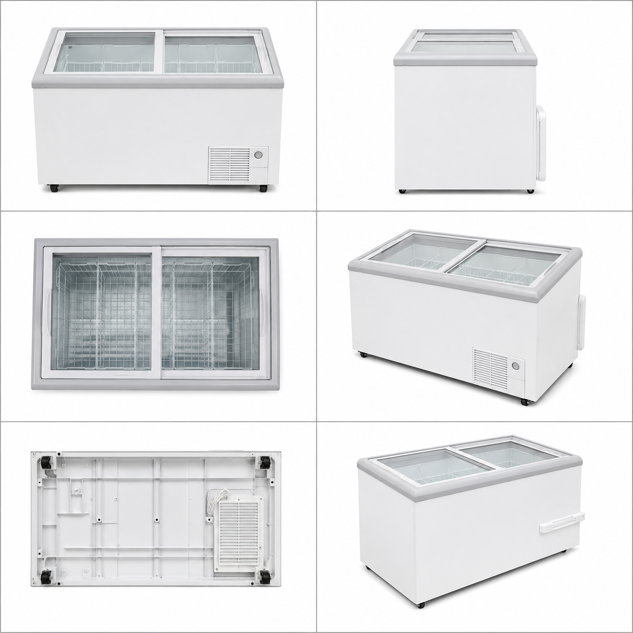 Commercial Flat Glass Door Chest Freezer Series | Direct Cooling Display Freezer (220L–650L)