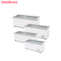 Commercial Flat Glass Door Chest Freezer Series | Direct Cooling Display Freezer (220L–650L)
