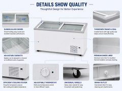 Commercial Flat Glass Door Chest Freezer Series | Direct Cooling Display Freezer (220L–650L)