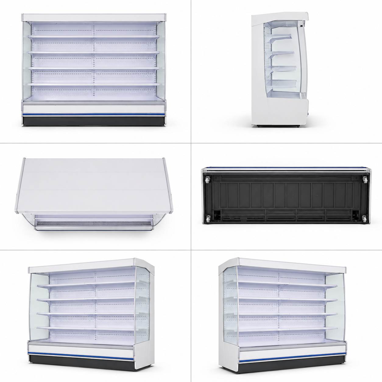 Commercial Open Air Multideck Display Refrigerator Series | White Air Curtain Merchandiser