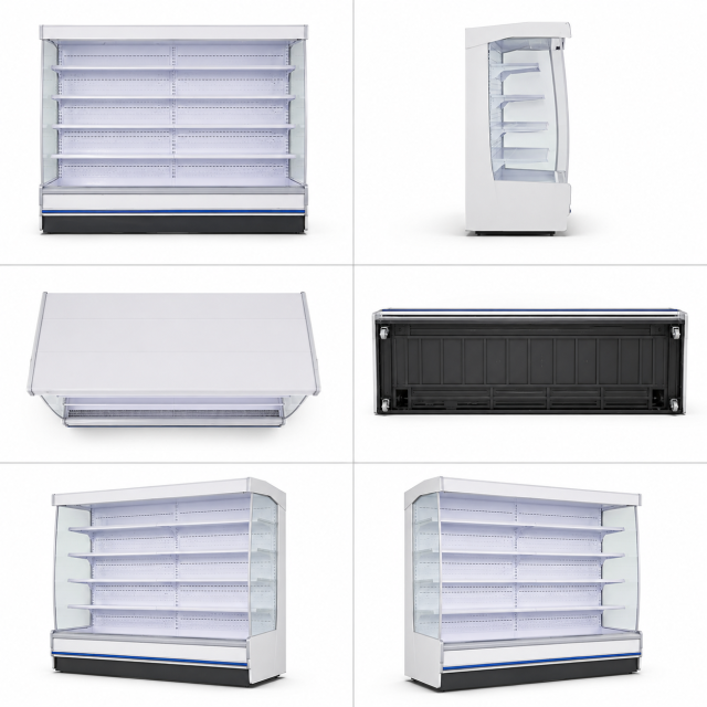 Commercial Open Air Multideck Display Refrigerator Series | White Air Curtain Merchandiser