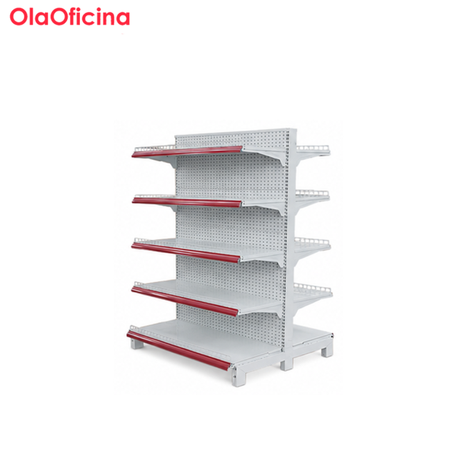 Double-Sided Perforated Supermarket Gondola Shelving | 5-Tier