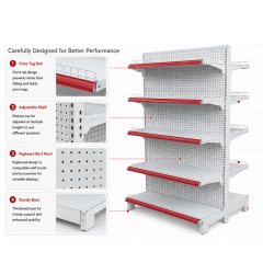 Double-Sided Perforated Supermarket Gondola Shelving | 5-Tier