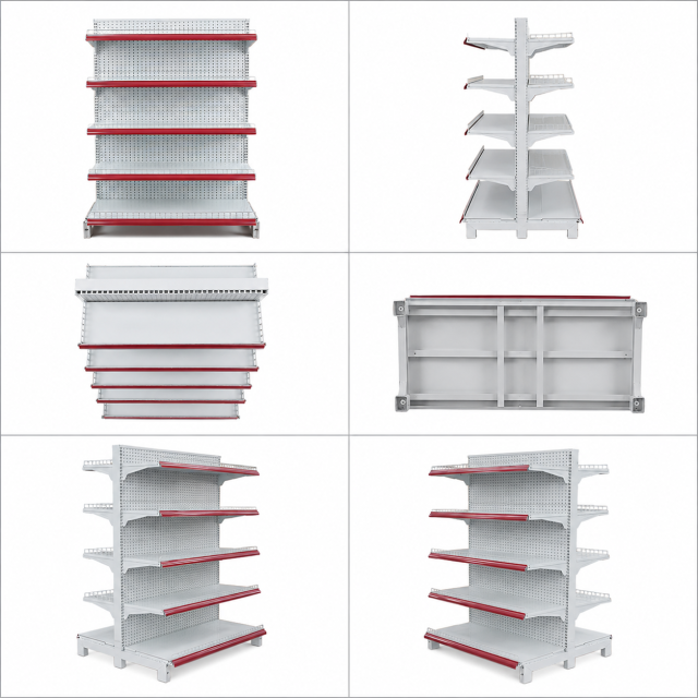 Double-Sided Perforated Supermarket Gondola Shelving | 5-Tier
