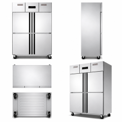 Commercial Four Door Air Cooling Kitchen Refrigerator | Stainless Steel Upright Cabinet