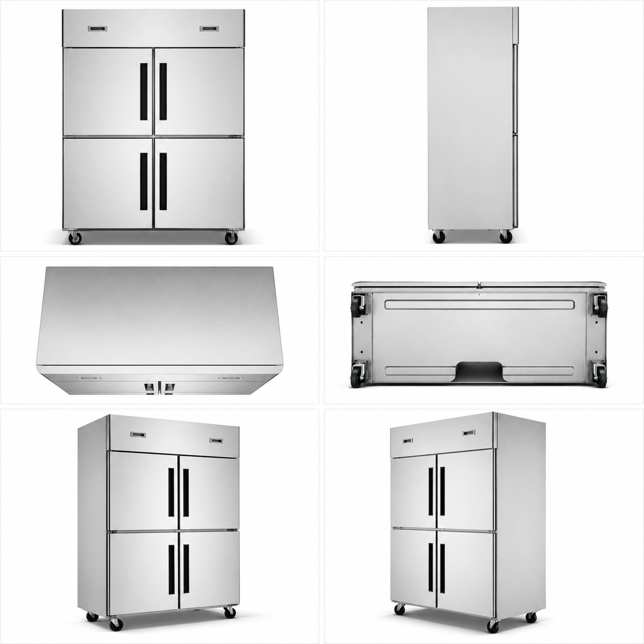 Commercial Four Door Static Cooling Refrigerator | Stainless Steel Upright Kitchen Cabinet