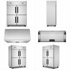 Commercial Four Door Static Cooling Refrigerator | Stainless Steel Upright Kitchen Cabinet