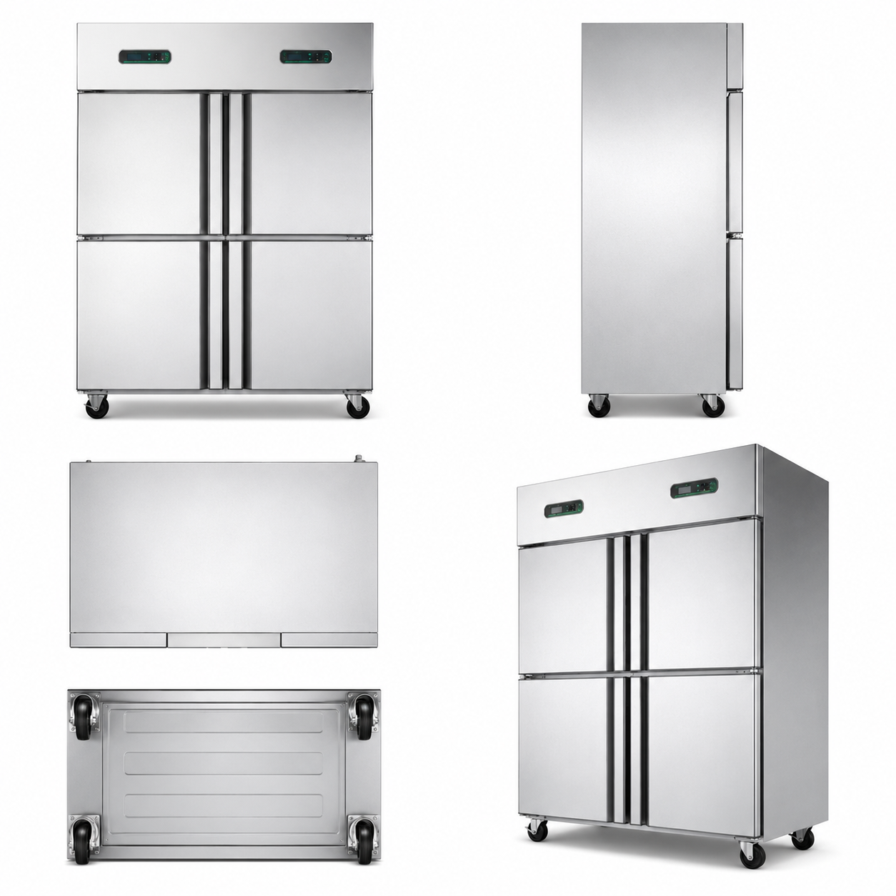 Commercial Four Door Upright Static Refrigerator | Stainless Steel Kitchen Cabinet