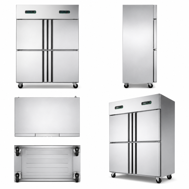 Commercial Four Door Upright Static Refrigerator | Stainless Steel Kitchen Cabinet