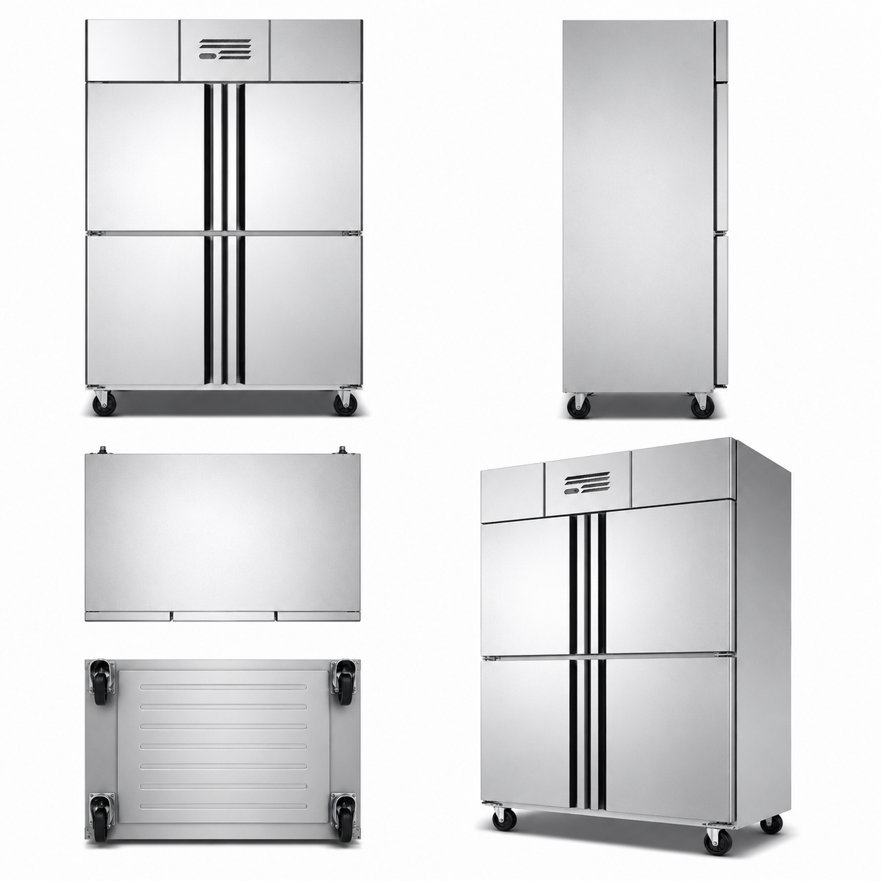Commercial Four Door Air Cooling Refrigerator | Stainless Steel Kitchen Cabinet
