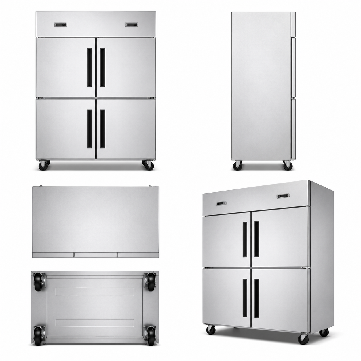 Commercial Four Door Upright Static Refrigerator | Stainless Steel Kitchen Cabinet