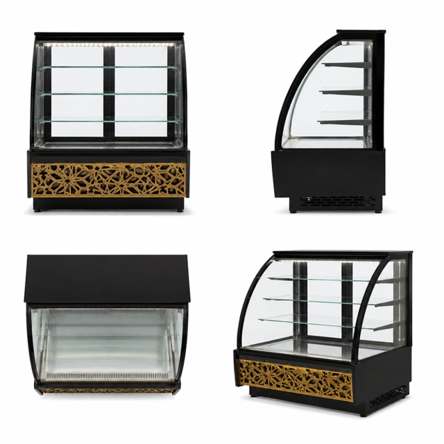 1200 / 1500 Arc-Shaped Refrigerated Cake Display Showcase | 3-Shelf Commercial Cake Cabinet