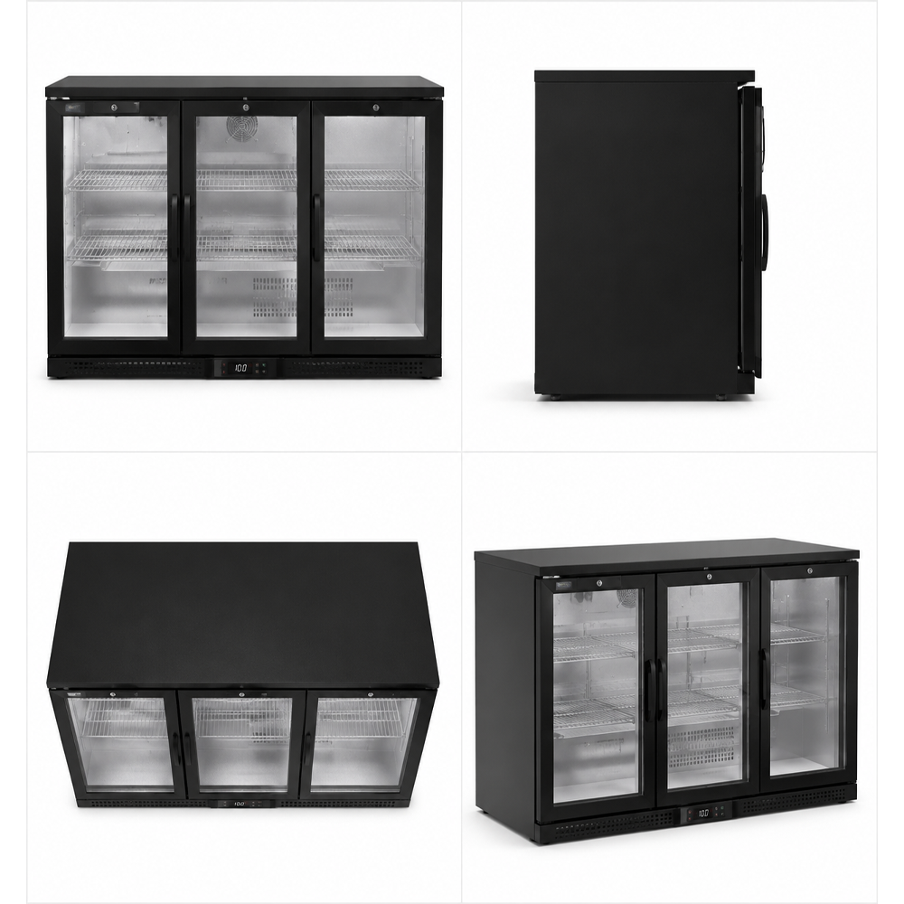 Commercial Triple Door Wine Cooler Refrigerator | Fan Cooling Wine Display Cabinet