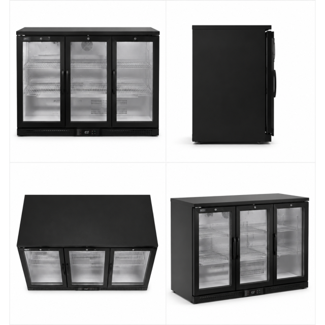 Commercial Triple Door Wine Cooler Refrigerator | Fan Cooling Wine Display Cabinet