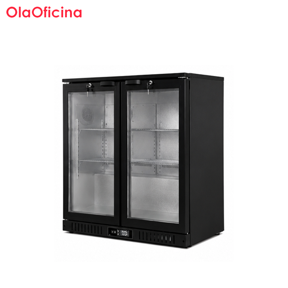 Commercial Dual Door Wine Cooler Refrigerator | Fan Cooling Wine Display Cabinet