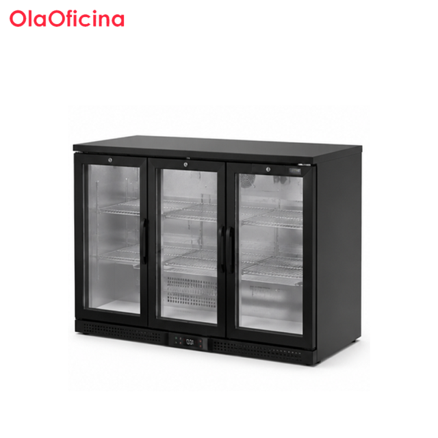 Commercial Triple Door Wine Cooler Refrigerator | Fan Cooling Wine Display Cabinet