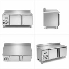 Commercial Deluxe Refrigerated Workbench with Backsplash | Stainless Steel Prep Table Refrigerator TC0.2L2T-1