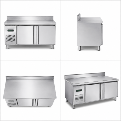 Commercial Deluxe Refrigerated Workbench with Backsplash | Stainless Steel Prep Table Refrigerator TC0.25L2T-1