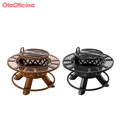 Charcoal BBQ Grill | Round Outdoor Charcoal Grill with Elevated Cooking Rack