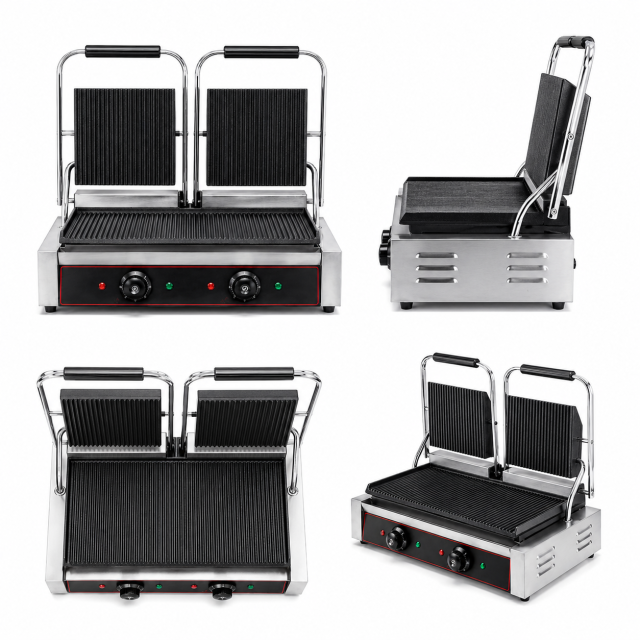 Electric Contact Grill | Commercial Double Grooved Contact Grill GH-813E