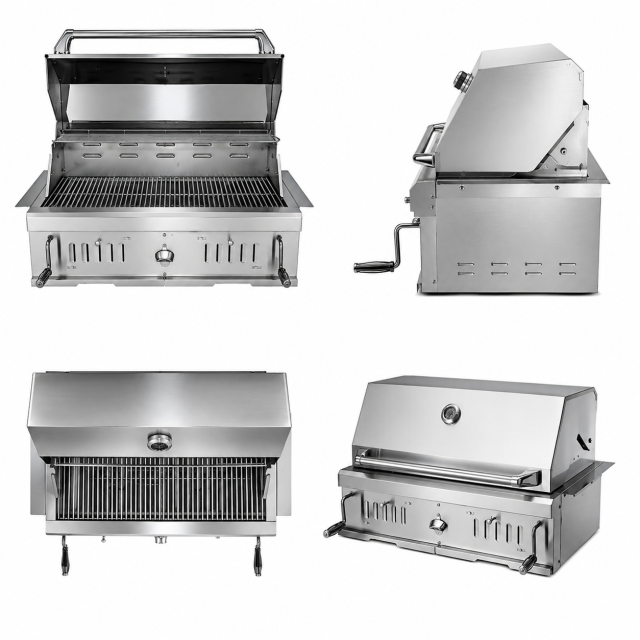 Built-In Dual-Chamber Charcoal BBQ Grill | Stainless Steel Built-In BBQ Grill
