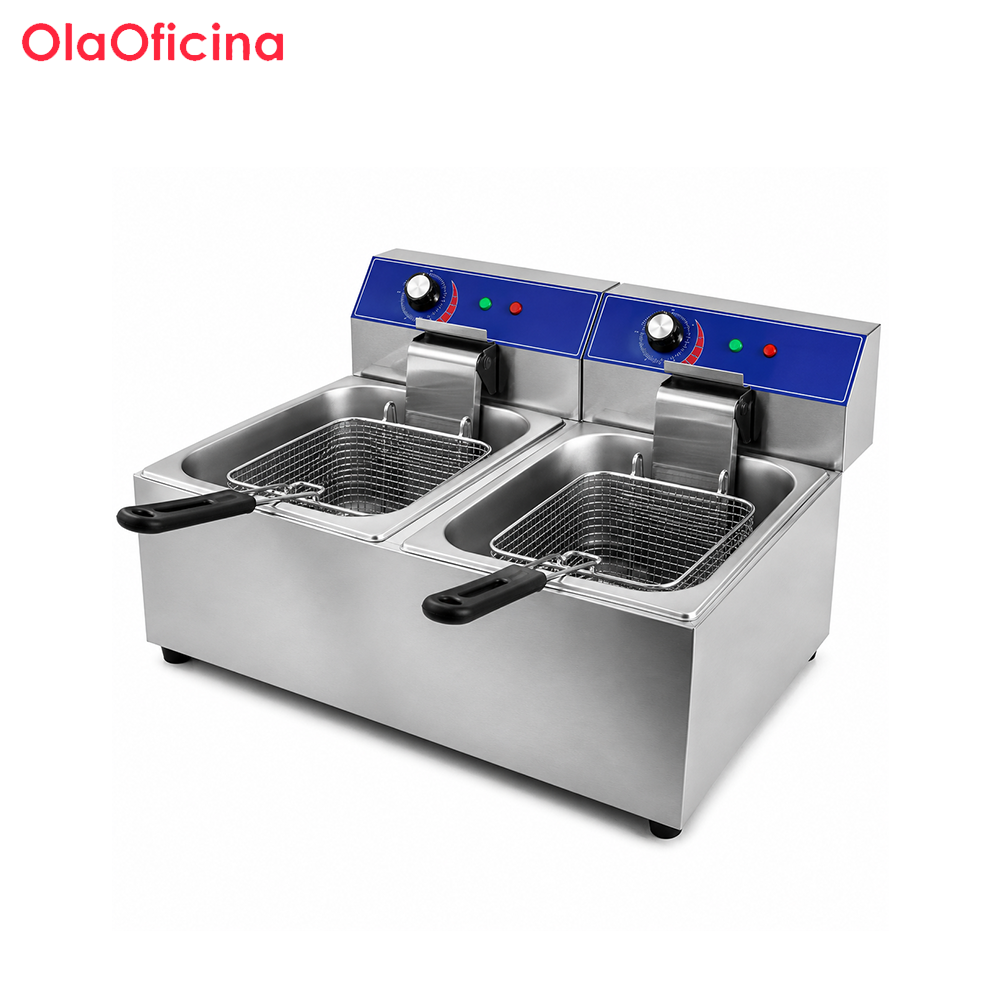 12L Commercial Electric Fryer | 2-Tank 2-Basket Countertop Deep Fryer ZF-6L-2