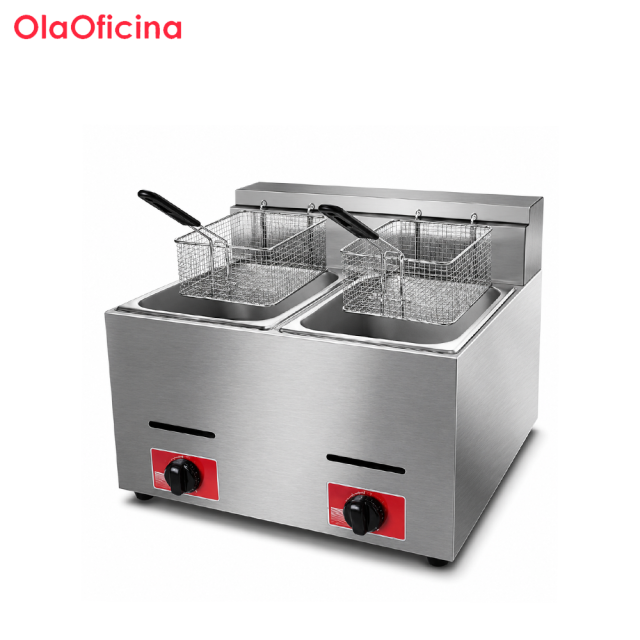 20L Commercial Gas Fryer | Dual-Tank 2-Basket LPG Deep Fryer GF-72