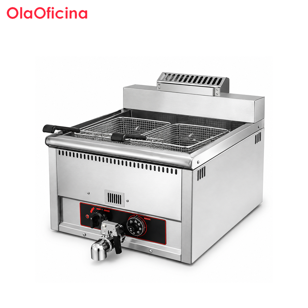 17L Commercial Gas Fryer with Oil Drain Valve | 1-Tank 2-Basket LPG Fryer GH-17L
