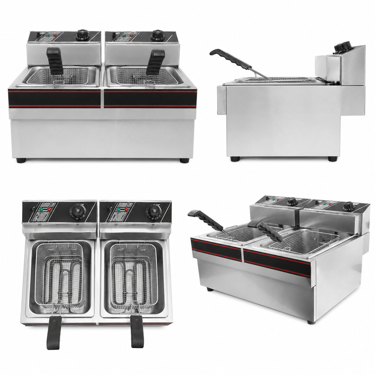 7.6kW Commercial Electric Fryer | Dual-Tank Countertop Deep Fryer EF-904