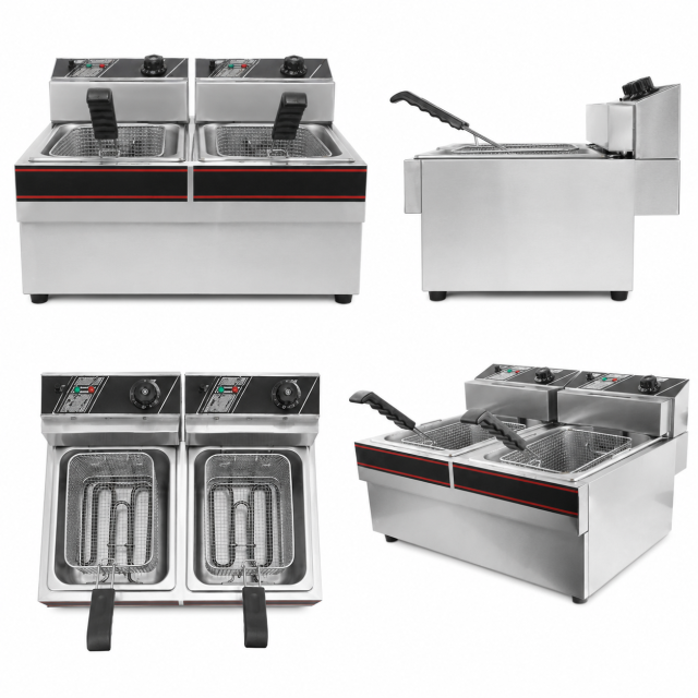 7.6kW Commercial Electric Fryer | Dual-Tank Countertop Deep Fryer EF-904