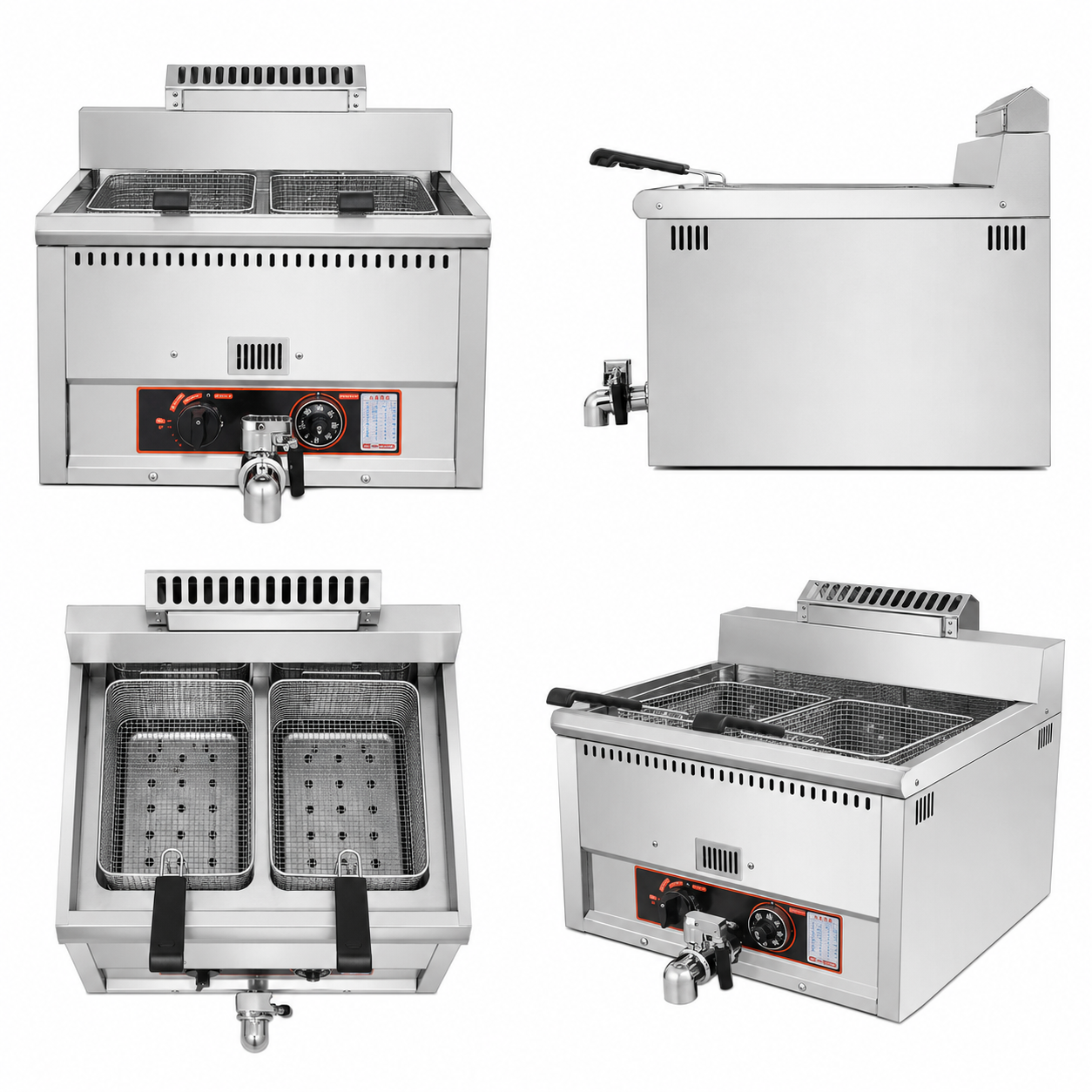 17L Commercial Gas Fryer with Oil Drain Valve | 1-Tank 2-Basket LPG Fryer GH-17L