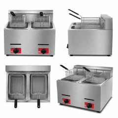 20L Commercial Gas Fryer | Dual-Tank 2-Basket LPG Deep Fryer GF-72