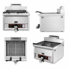 15L Commercial Gas Fryer with Oil Drain Valve | 1-Tank 2-Basket LPG Fryer GH-15L