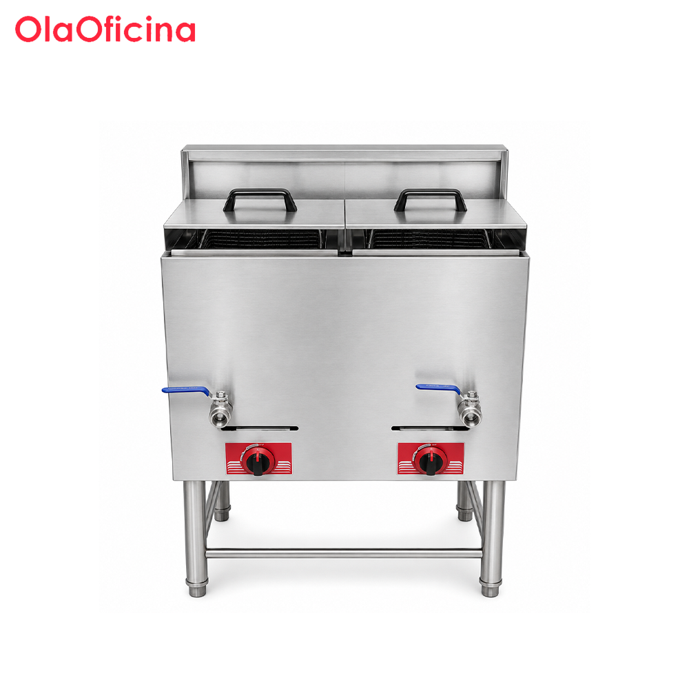 28L Commercial Gas Fryer | 2-Tank 2-Basket Floor Standing Fryer GH-75