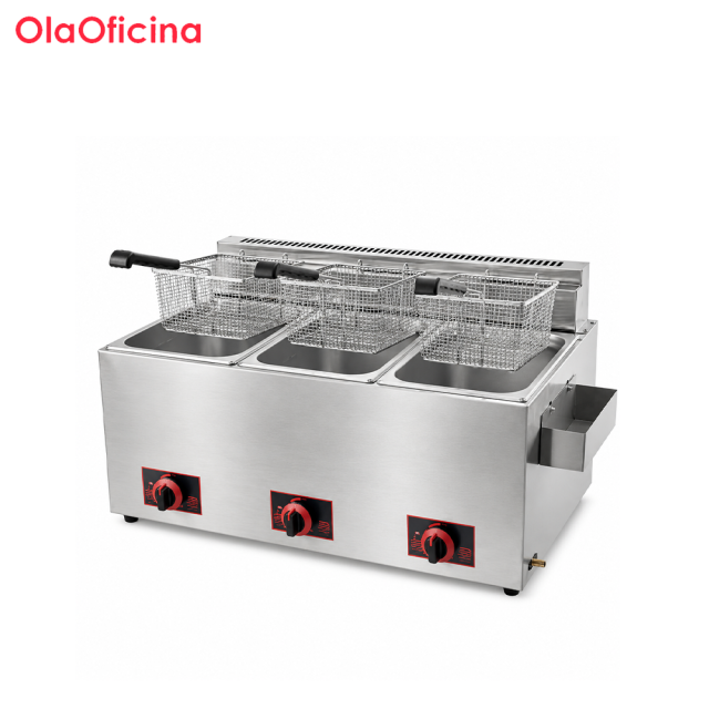 18L Commercial Gas Fryer | 3-Tank 3-Basket High-Profile Fryer GF-733H
