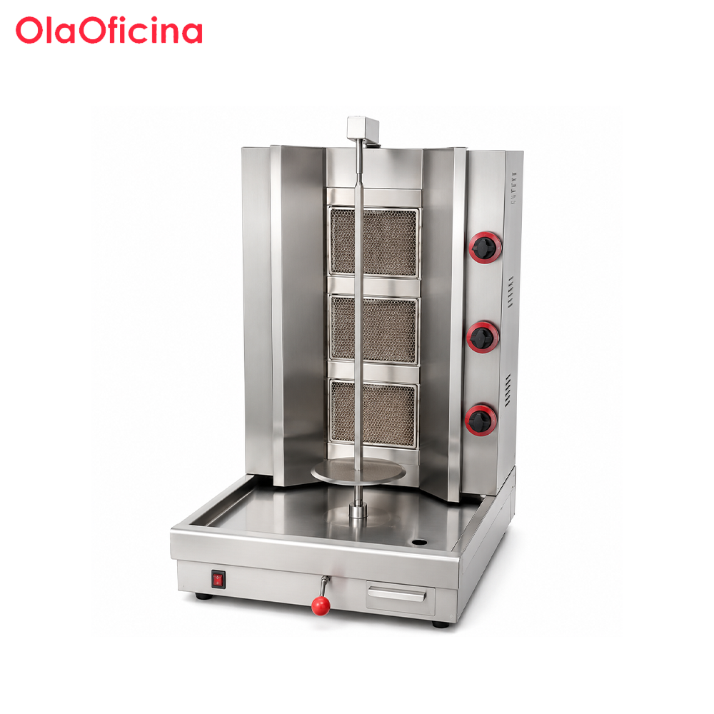 Commercial 3-Head Gas Shawarma Machine | LPG Vertical Doner Kebab Grill GH-R3