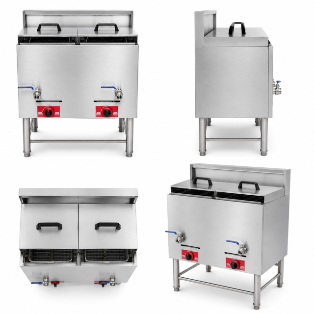 28L Commercial Gas Fryer | 2-Tank 2-Basket Floor Standing Fryer GH-75