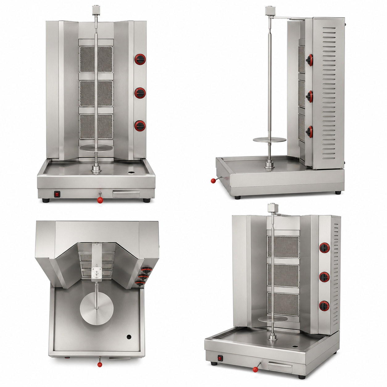 Commercial 3-Head Gas Shawarma Machine | LPG Vertical Doner Kebab Grill GH-R3