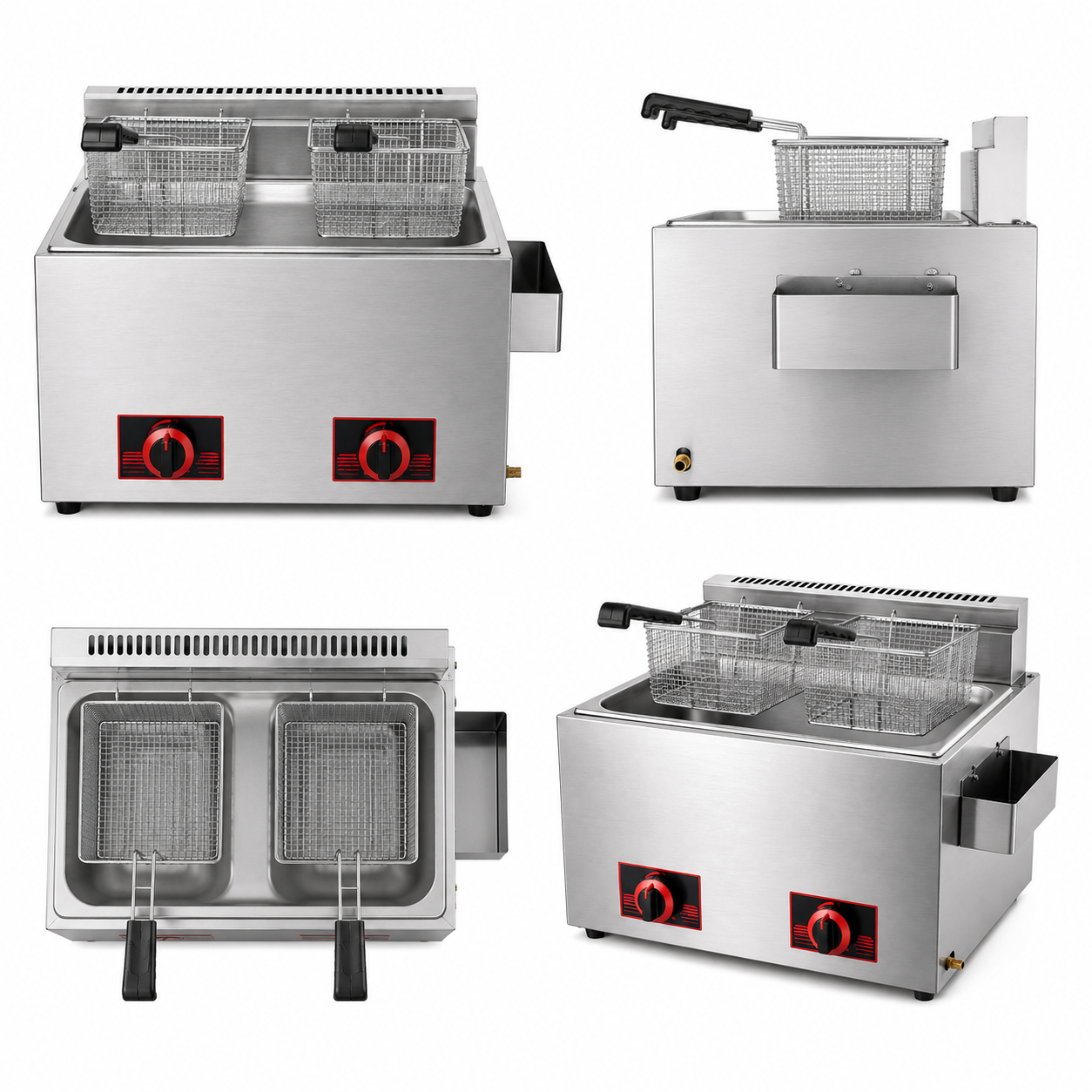 12L Commercial Gas Fryer | 1-Tank 2-Basket High-Profile Fryer GF-73H